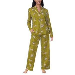 Room service boho leopard pajama set pants long sleeve